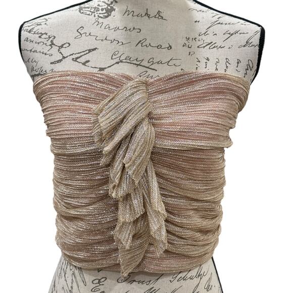 NWT Anthropologie Ruffled Metallic Tube Top - Picture 3 of 7